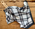 Black/Grey/Ivory Houndstooth on Silk Rayon Wild Rag