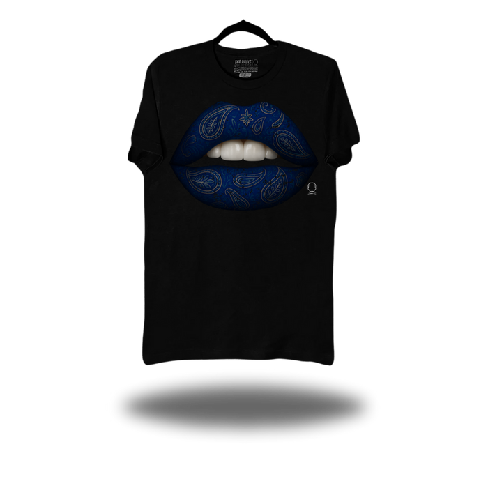 BLUE PAISLEY LIPS BLACK CLASSIC TEE