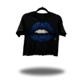 BLUE PAISLEY LIPS CROP TOP
