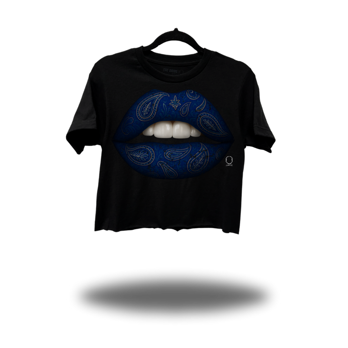 BLUE PAISLEY LIPS CROP TOP