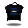 BLUE PAISLEY LIPS MUSCLE CROP TOP