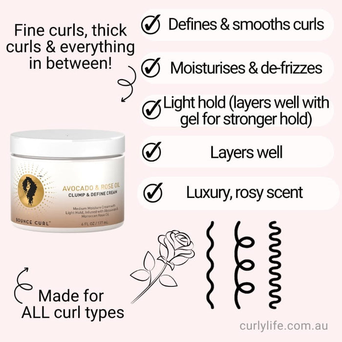 Bounce Curl Avocado Rose Oil Clump and Define Cream