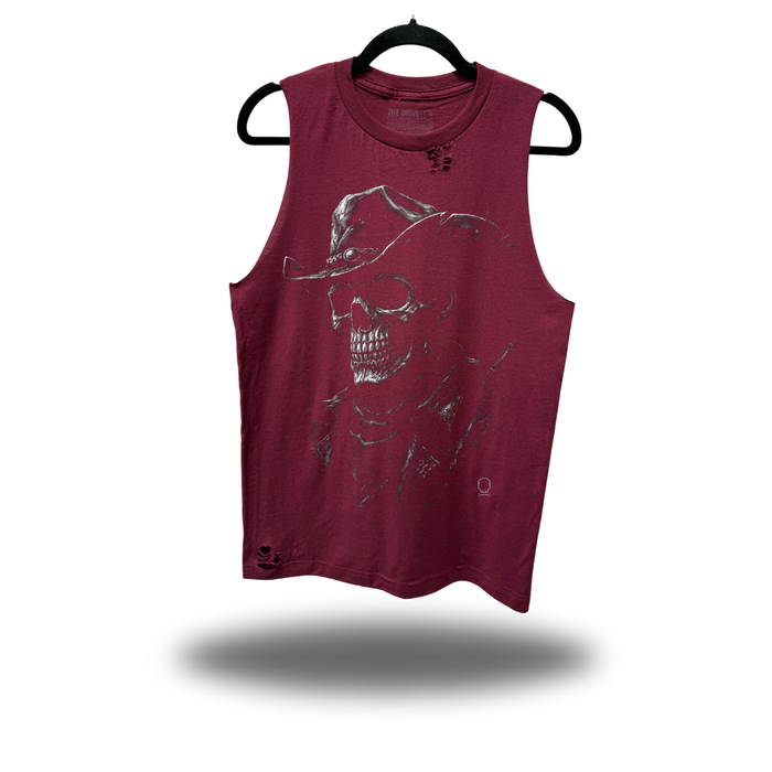 DEAD COWBOY ROAD RASH MAROON TANK TOP