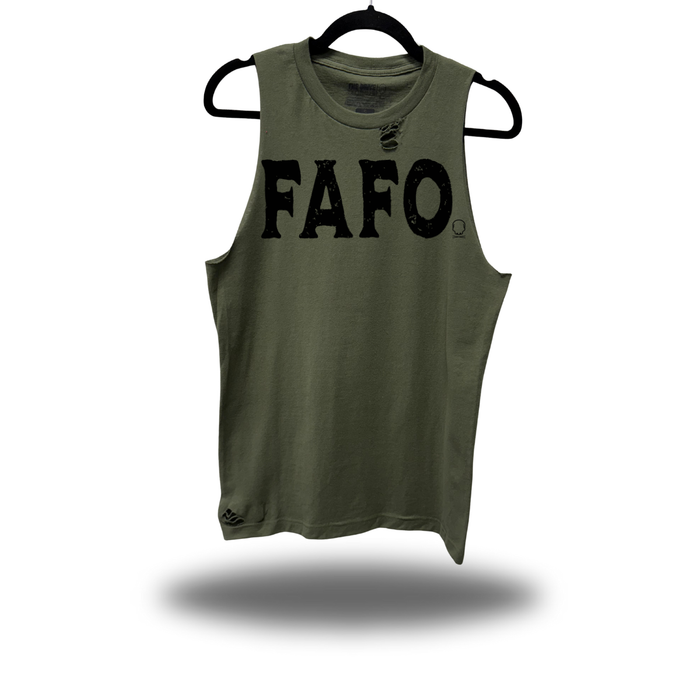 FAFO USA BLACK FLAG ROAD RASH MILITARY GREEN TANK TOP