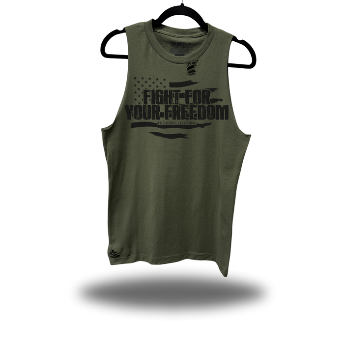 FIGHT ROAD RASH MILITARY GREEN TANK TOP