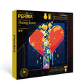 The Fixing Love | 321 Piece Jigsaw Puzzle by PERMA Puzzle features a cracked red heart mended with gold, set among flowers and whimsical objects on a dark background, symbolizing healing in relationships.