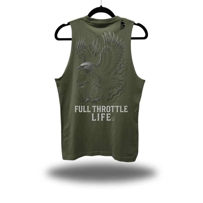 FULL THROTTLE ROAD RASH MILITARY GREEN TANK TOP