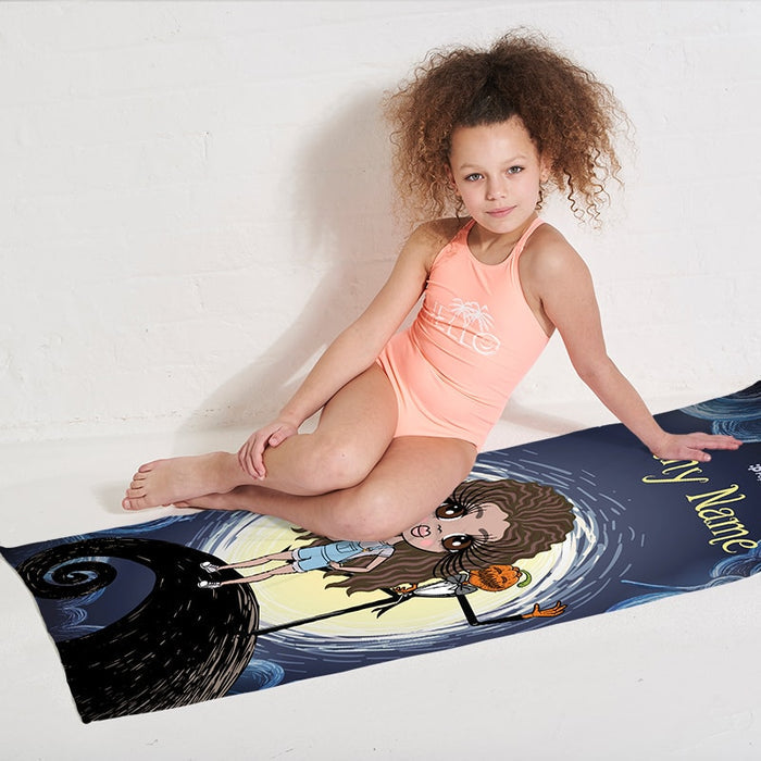 Girls Personalized Halloween Nightmare Beach Towel