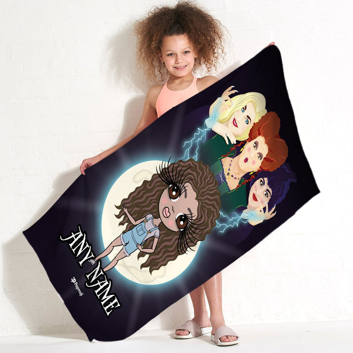 Girls Personalized Mischievous Witches Beach Towel