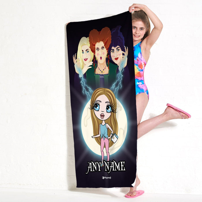 Girls Personalized Mischievous Witches Beach Towel