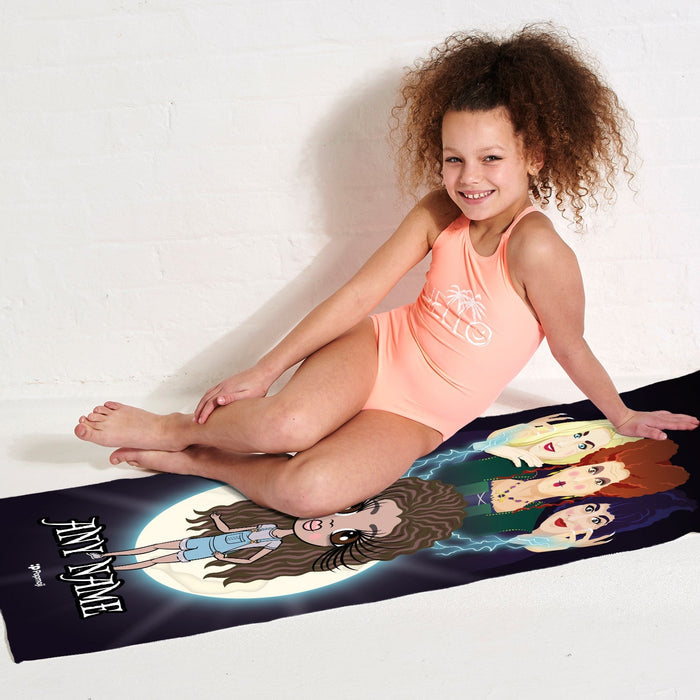 Girls Personalized Mischievous Witches Beach Towel