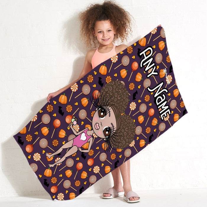 Girls Personalized Spooky Sweet Treats Beach Towel