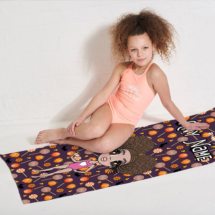 Girls Personalized Spooky Sweet Treats Beach Towel
