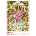 Hedgehog Waterpark | 500 Piece Jigsaw Puzzle by Scott C Shop features a whimsical scene of hedgehogs enjoying colorful water slides and pools.