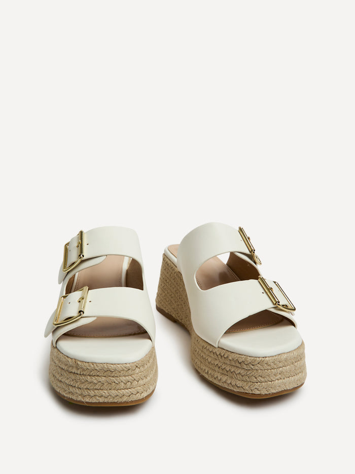 Impact White Espadrille Wedge Mules