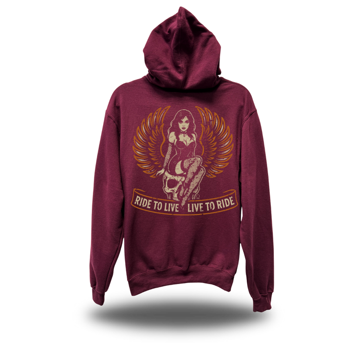LIVE TO RIDE MAROON HOODIE