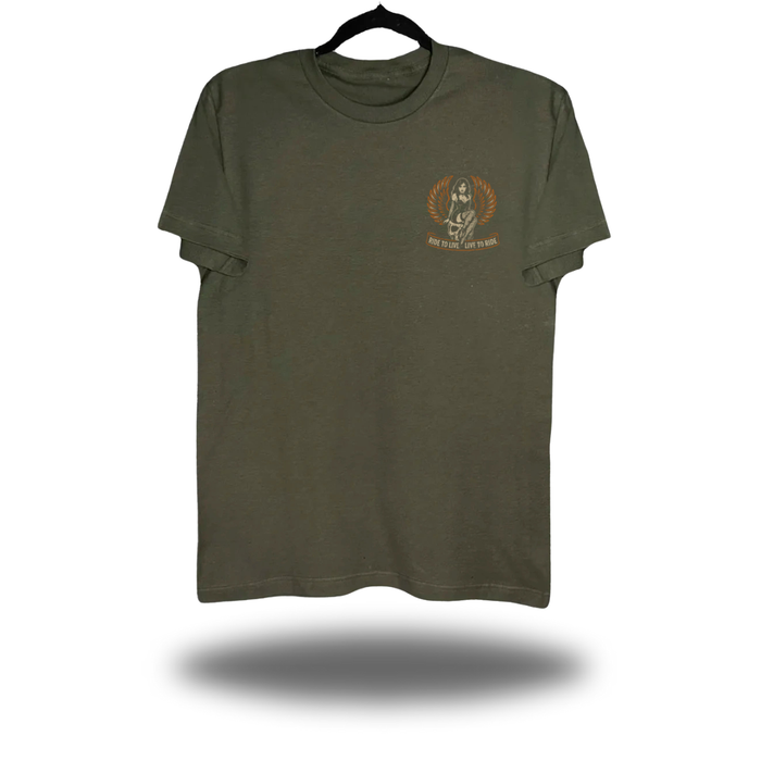LIVE TO RIDE MILITARY GREEN CLASSIC TEE
