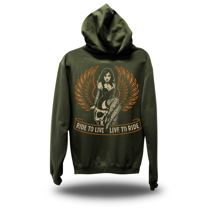 LIVE TO RIDE MILITARY GREEN HOODIE