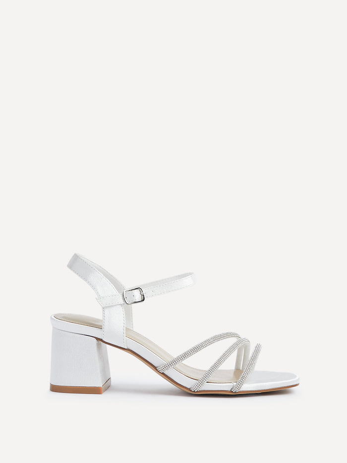 Mariah Wide Fit Bridal Ivory Diamante Heels
