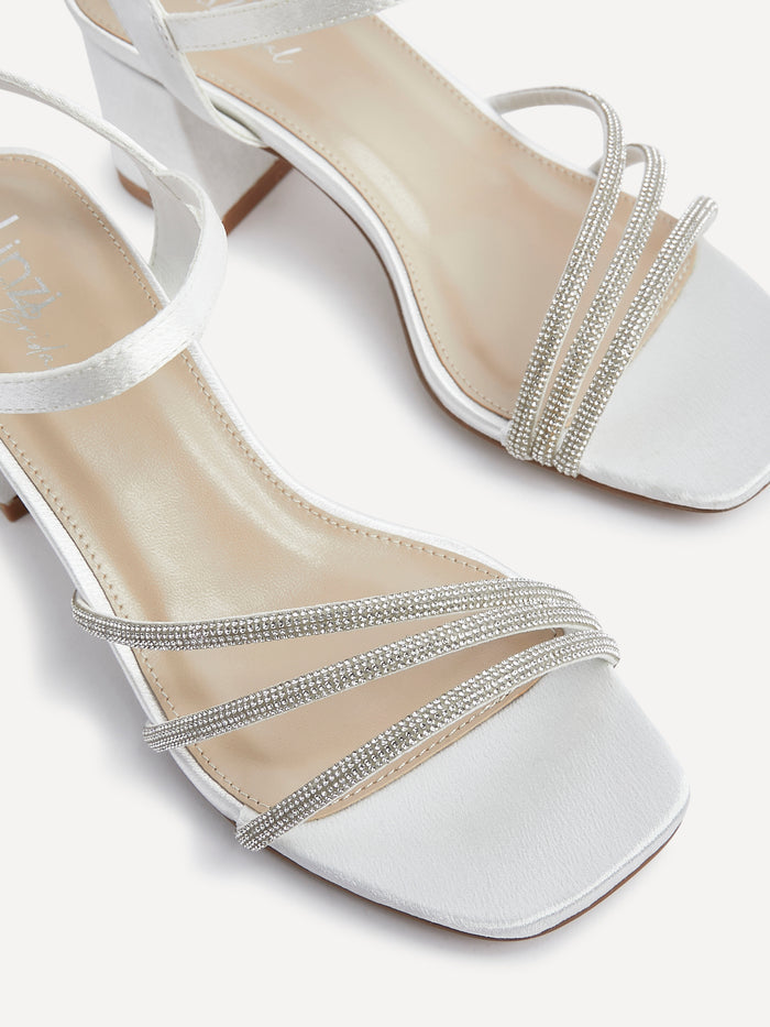 Mariah Wide Fit Bridal Ivory Diamante Heels