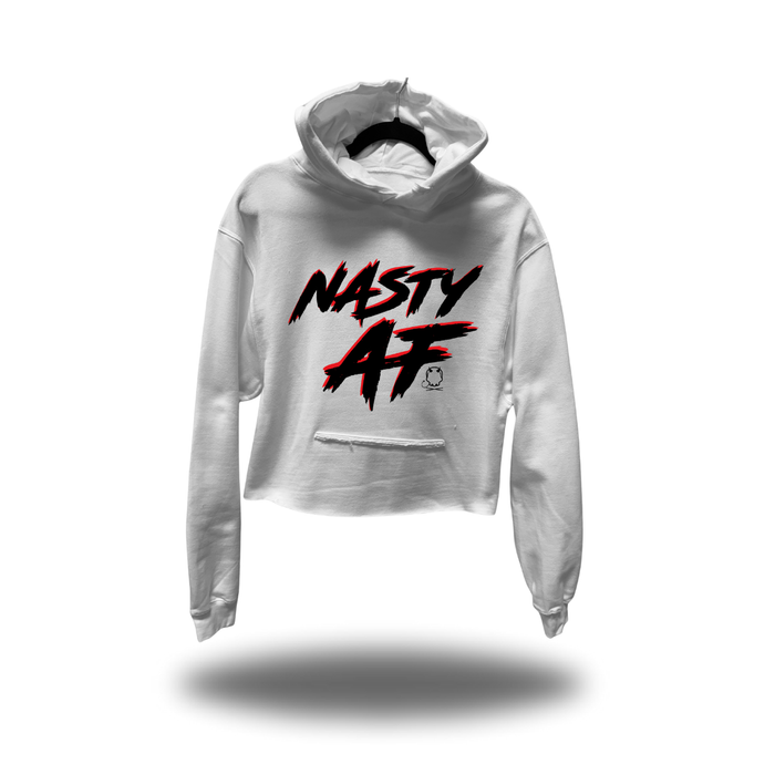 NASTY AF CROP HOODIE WHITE
