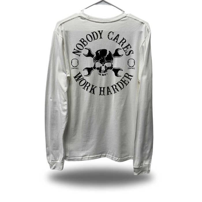 NOBODY CARES WHITE LONG SLEEVE TEE