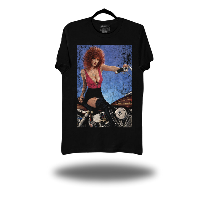 RED HEAD BIKER BABE BLACK CLASSIC TEE