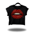 RED PAISLEY LIPS MUSCLE CROP TOP