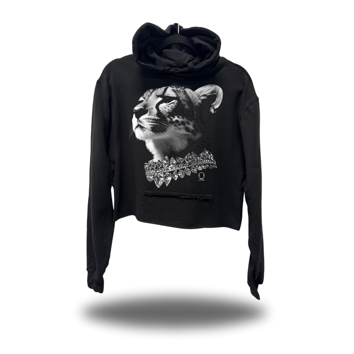SILENT ROYALTY LEOPARD CROP HOODIE