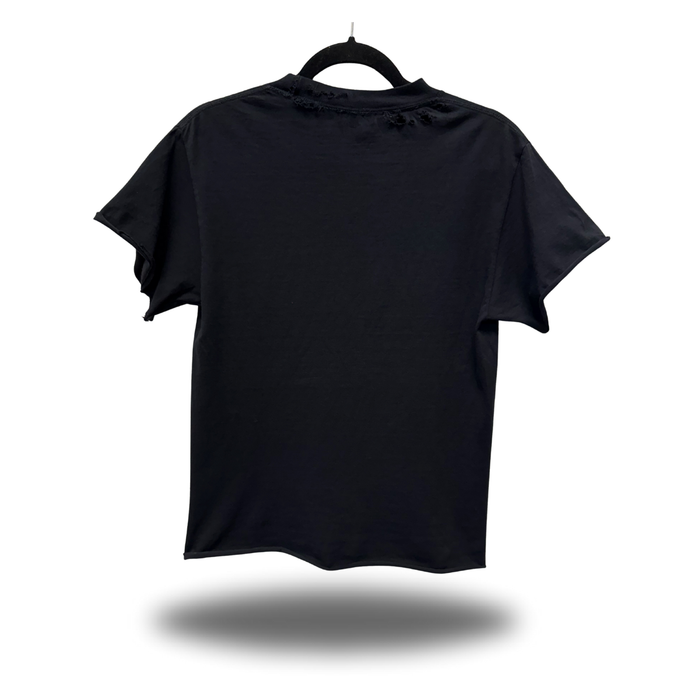 SINNER SKULL BLACK ROAD RASH OVERSIZED TEE