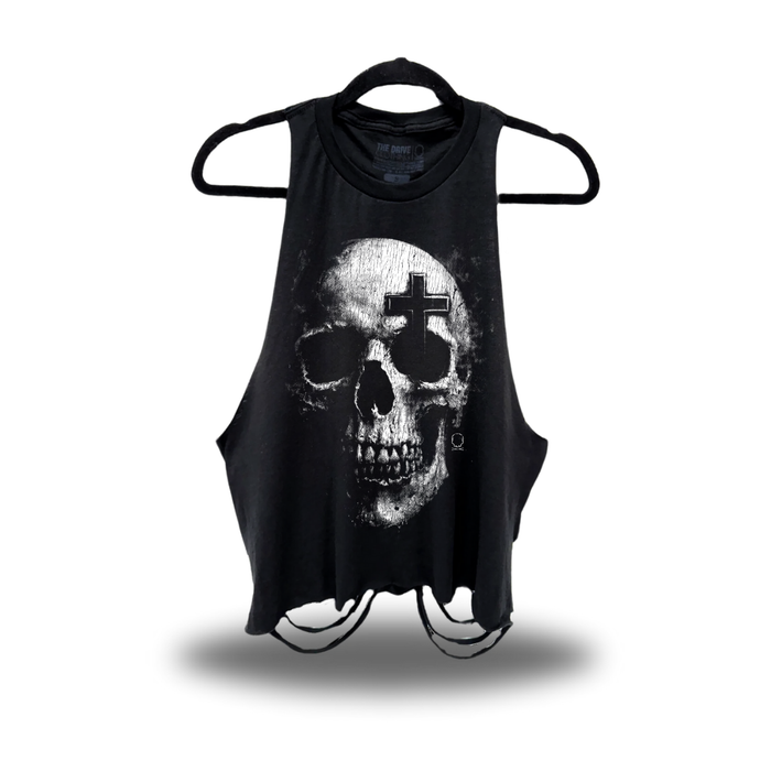 SKULL CROSS ROAD RASH CROP TANK TOP