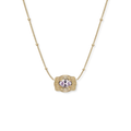 SpurWest Ultra Mini Belt Buckle Birthstone Necklace - Gold - June
