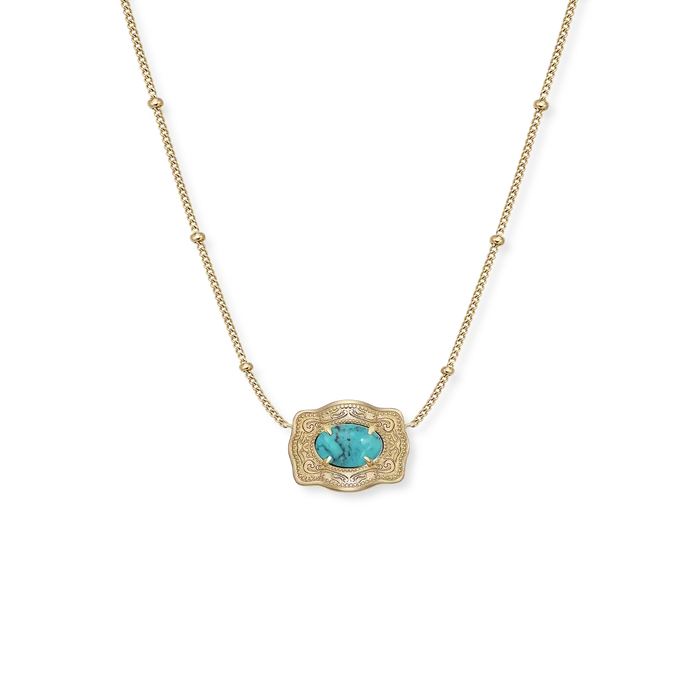 SpurWest Ultra Mini Belt Buckle Necklace (Oasis) - Gold