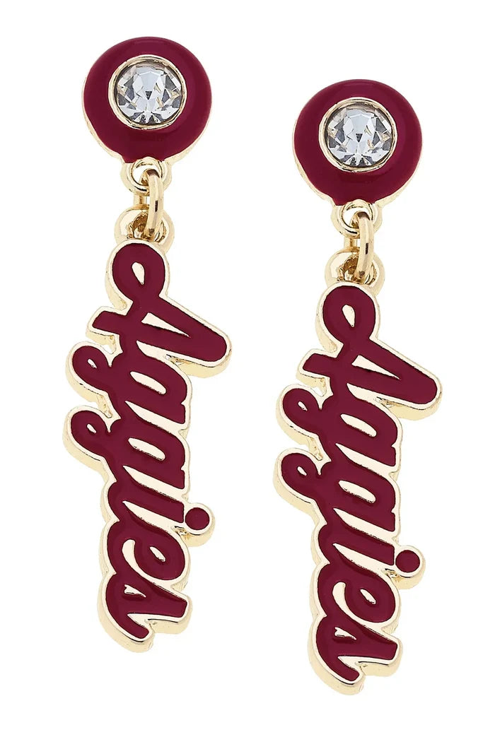 Texas A&M Aggies Autograph Enamel Earrings in Maroon