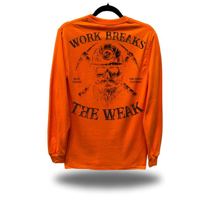 WORK BREAKS SAFETY ORANGE LONG SLEEVE TEE